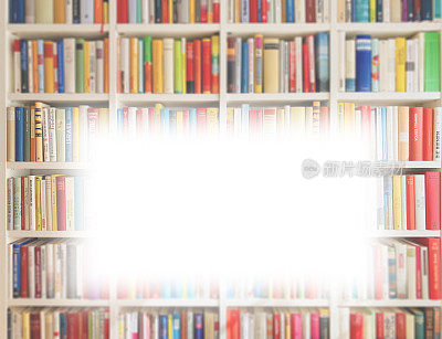 Library with white empty part, horizontal